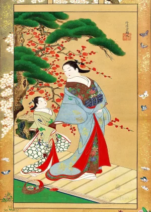 Kakondō – Courtesan and Attendant in Early Spring