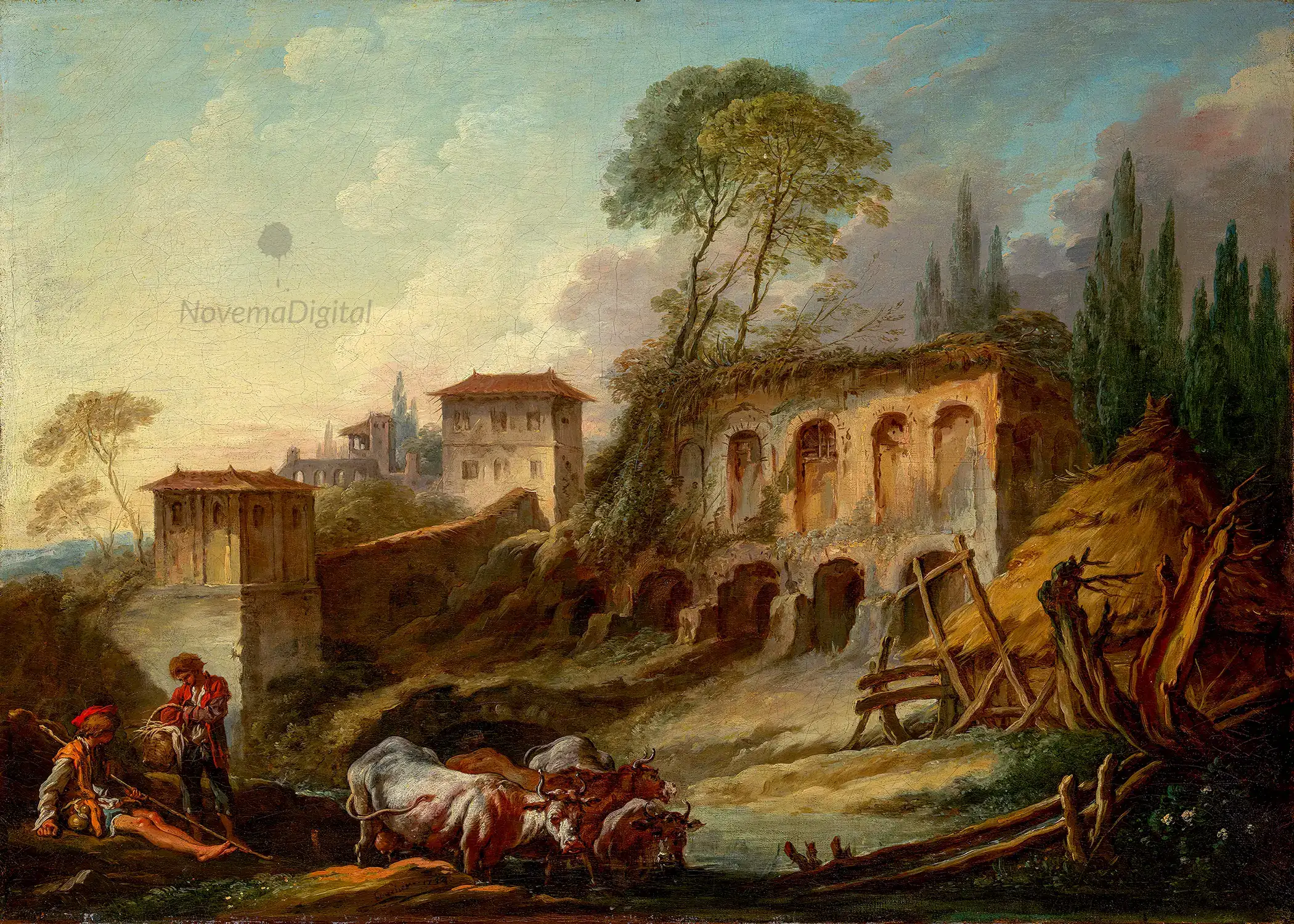 François Boucher - Imaginary Landscape with the Palatine Hill from Campo Vaccino