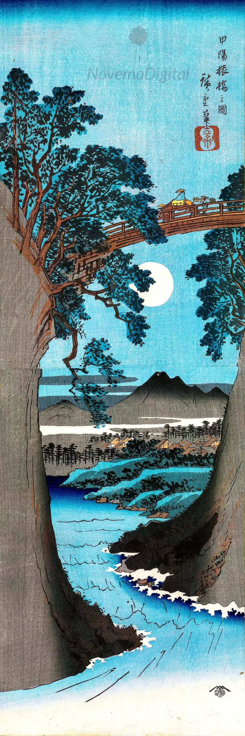 Utagawa Hiroshige - The Monkey Bridge in Kai Province