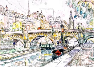 Paul Signac – Tugboat at the Pont Neuf, Paris