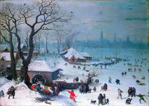 Lucas van Valckenborch - Winter Landscape with Snowfall near Antwerp