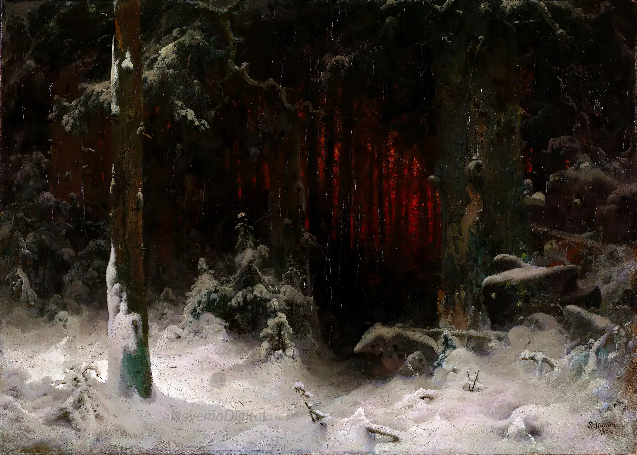 Ludvig Munthe - Wooded Landscape in Snow