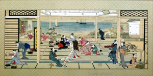 Kitagawa Utamaro - Moonlight Revelry at Dozo Sagami (1700s)