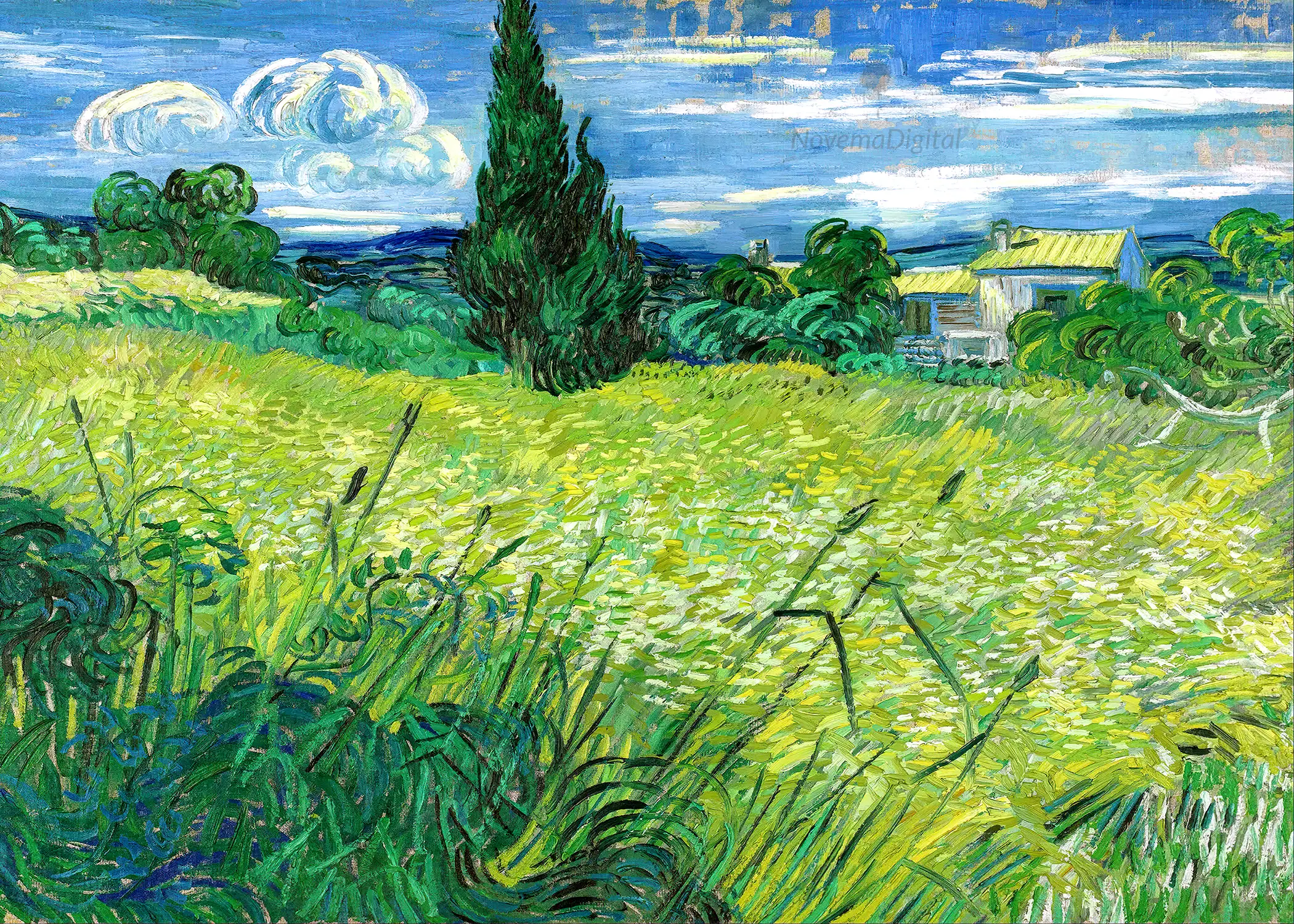 Vincent van Gogh - Green Wheat Field with Cypress (1889)