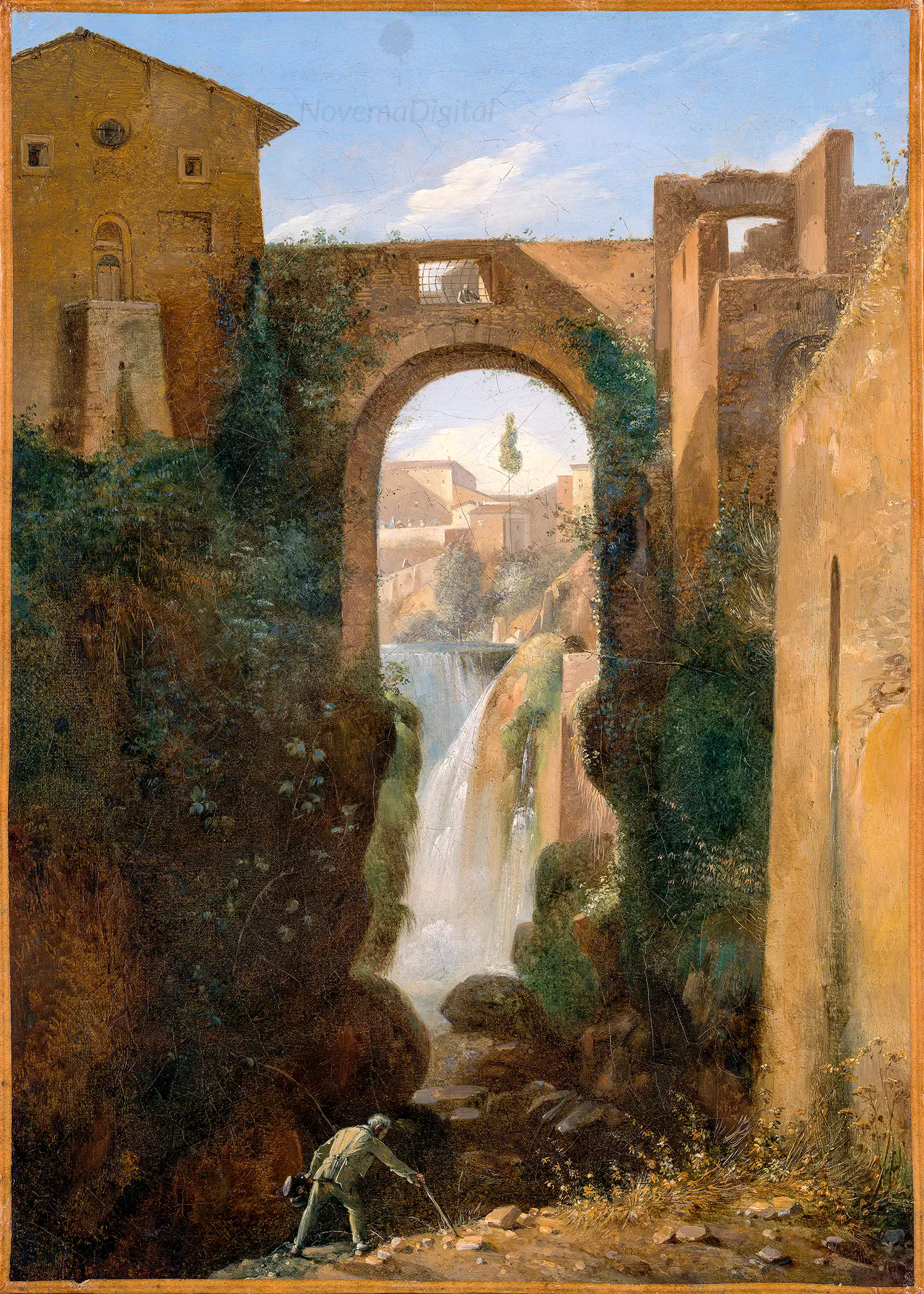 François Marius Granet - Ponte San Rocco and Waterfalls, Tivoli (1800s)