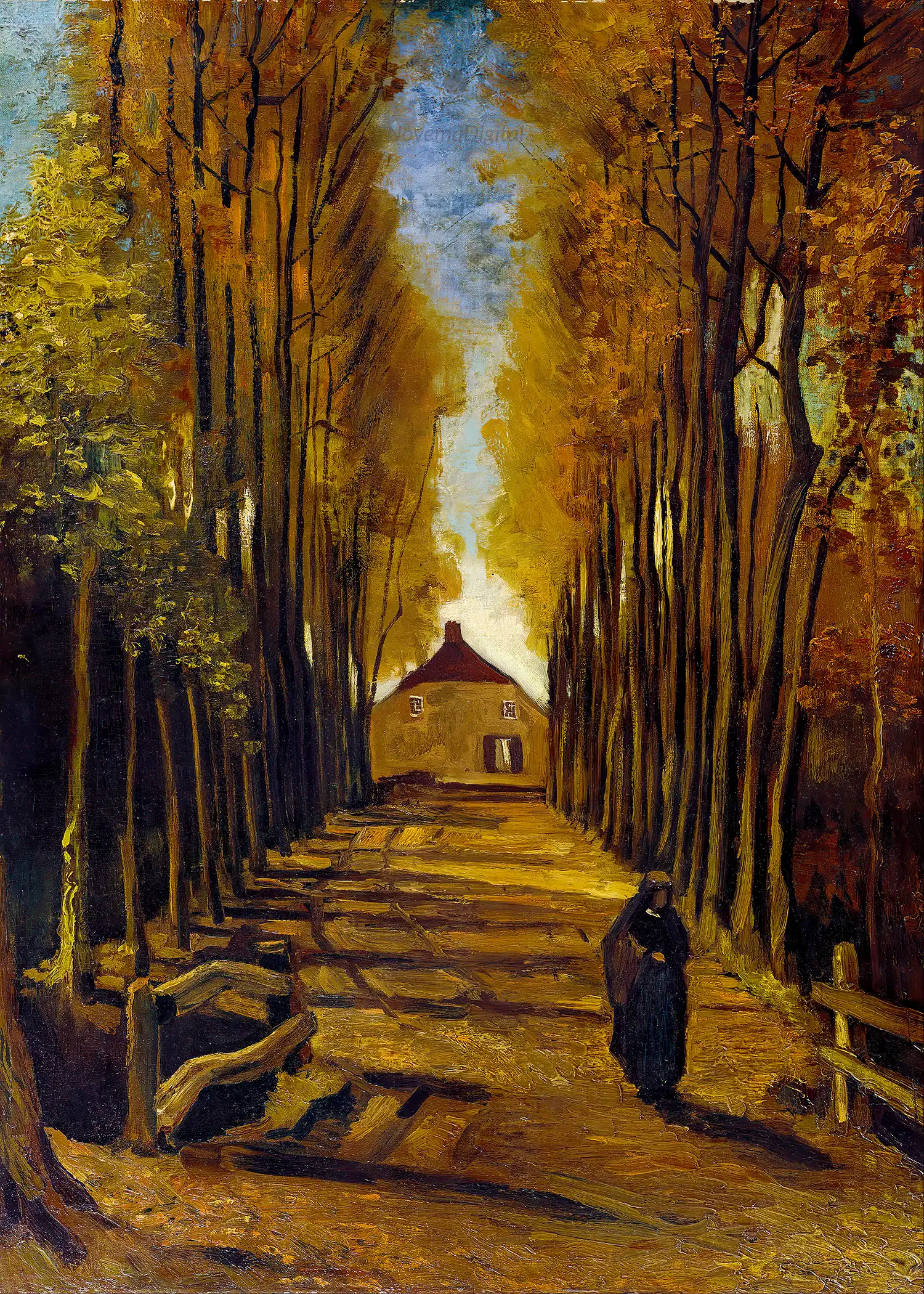 Vincent van Gogh - Avenue of Poplars in Autumn (1884)