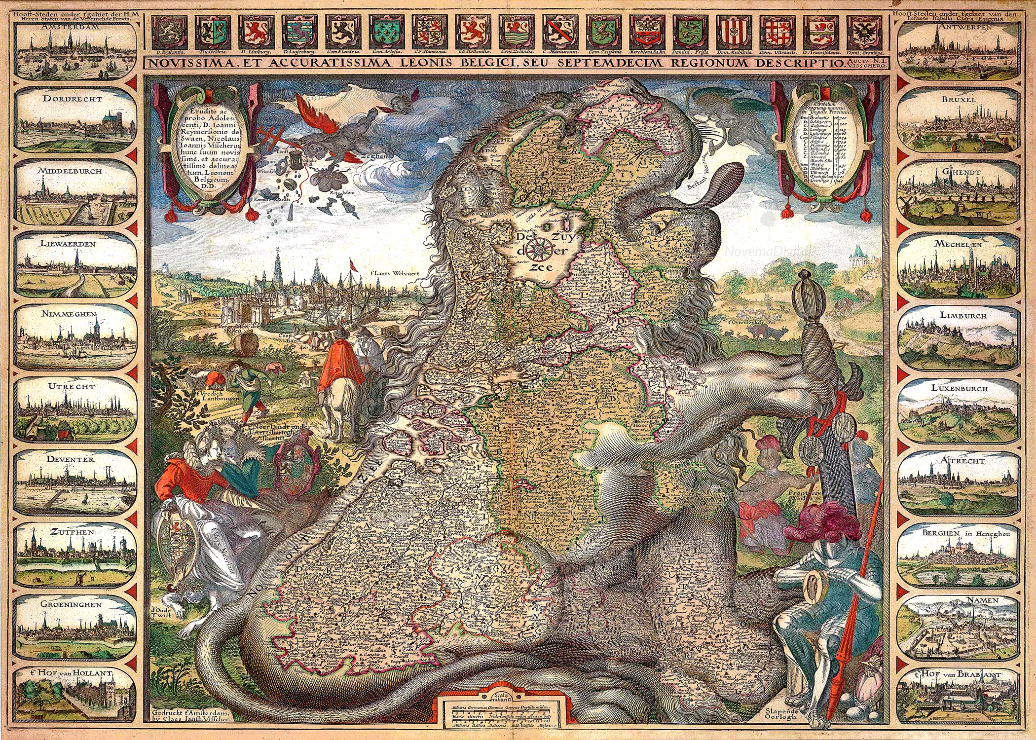 Claes Janszoon Visscher - Leo Belgicus (c.1611)