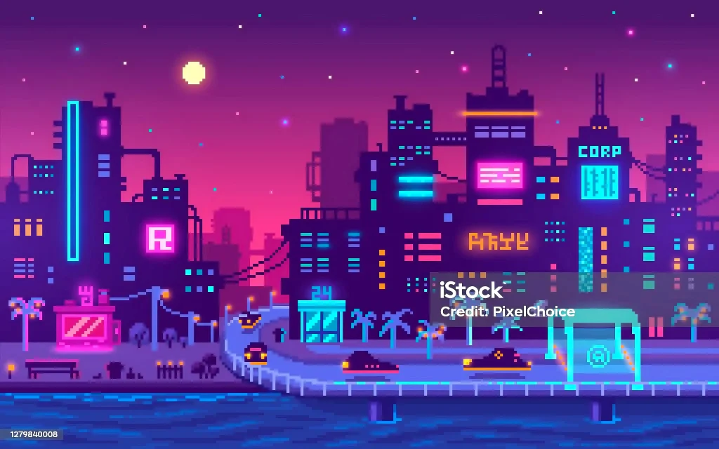 Pixel Art Futuristic City