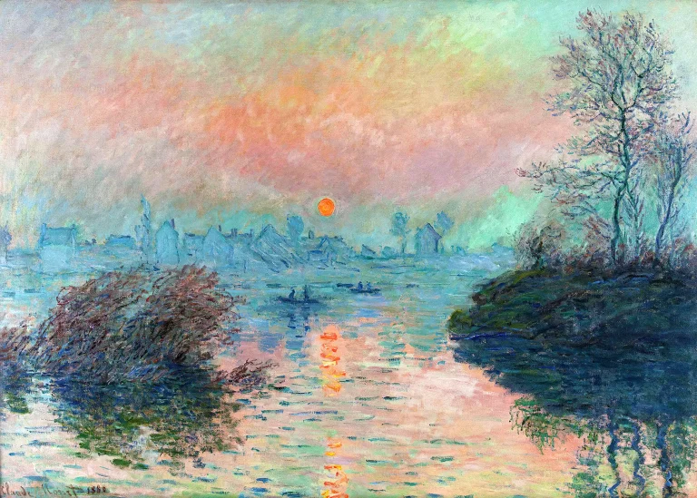 Claude Monet - Sun Setting on the Seine at Lavacourt (1880)