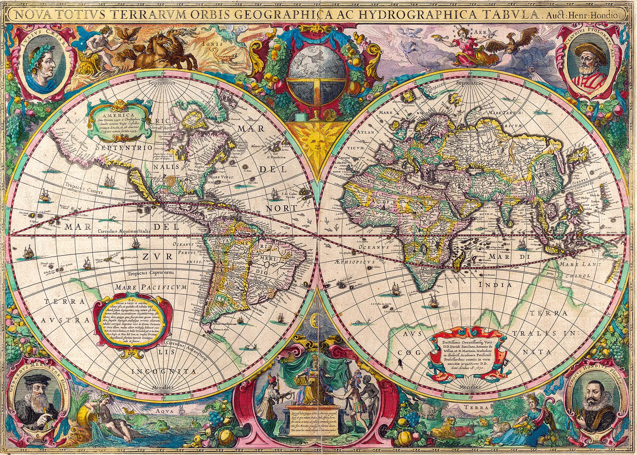 Henricus Hondius II - Nova Totius Terrarum Orbis Geographica ac Hydrographica Tabula (1631)
