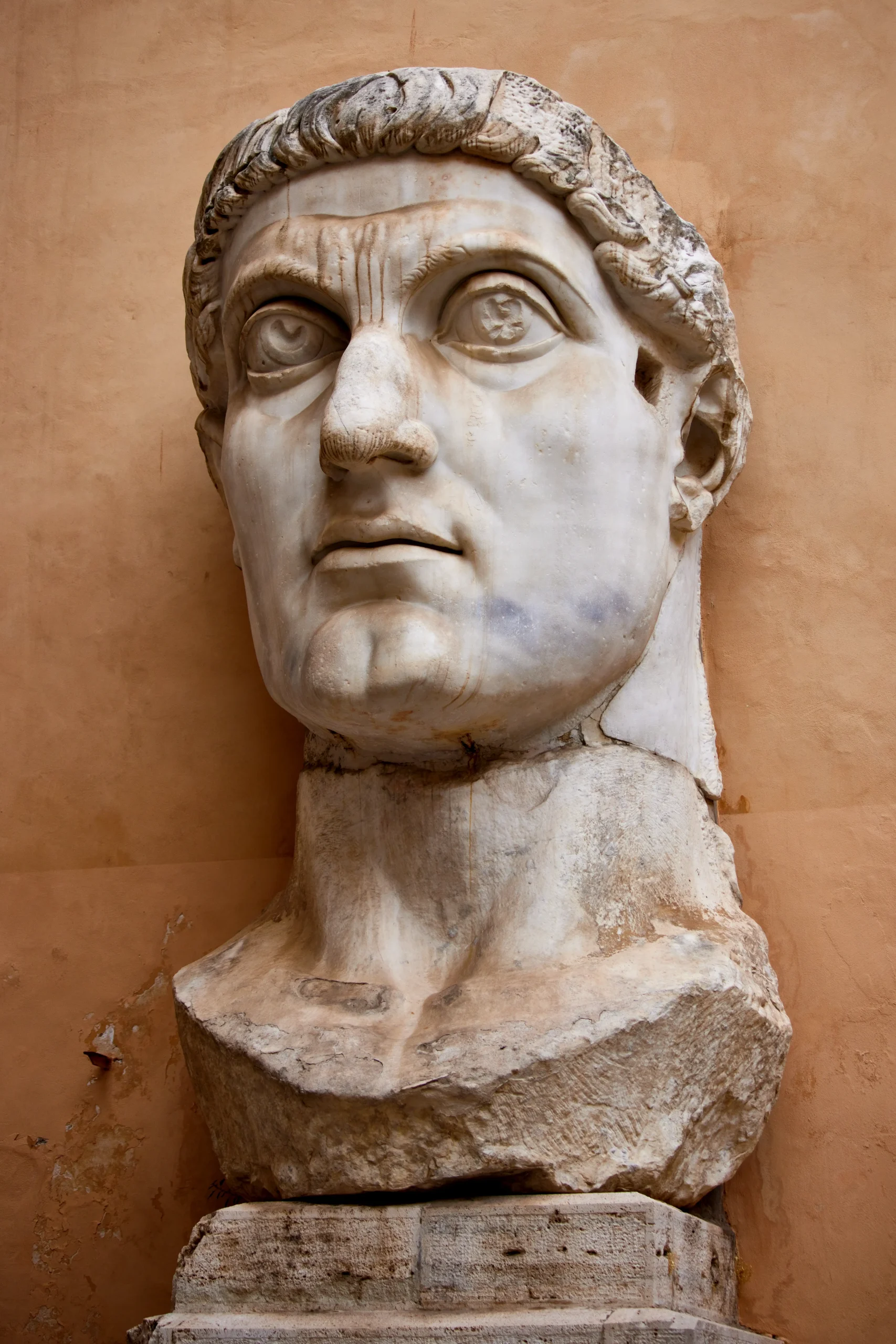 The head of the Colossus of Constantine early 4th century statue depicting the Roman emperor Constantine the Great c.280–337