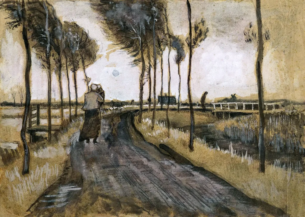 Vincent van Gogh - Landschap met Lopende Vrouw (1883)
