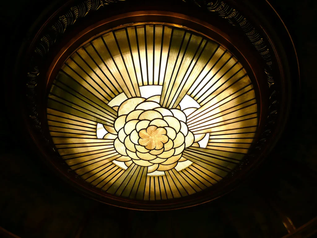 Dome of the Théâtre des Champs-Élysées, with Art Deco rose design by Maurice Denis