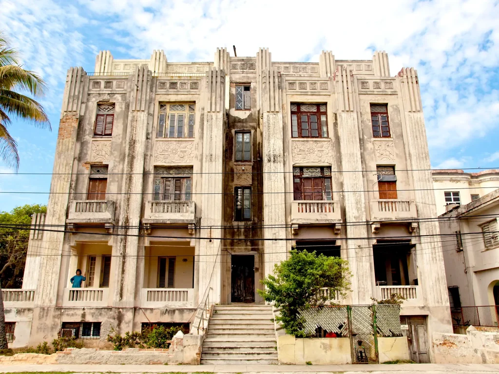 Rundown Art Deco building, Havana, Cuba