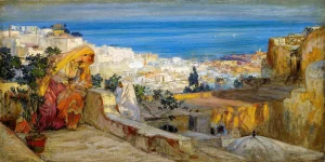 Frederick Arthur Bridgman - Arab Women On A Rooftop, Algiers Beyond (1847-1928)