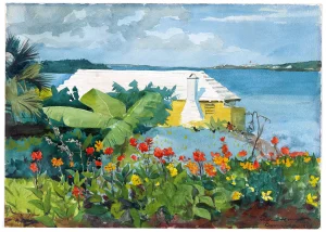 Winslow Homer - Flower Garden and Bungalow, Bermuda (1899)