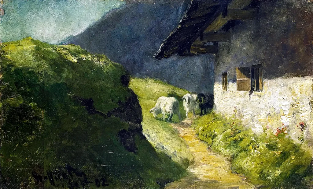 Franz Marc - Staffelalm (II) mit Schafen (1902)