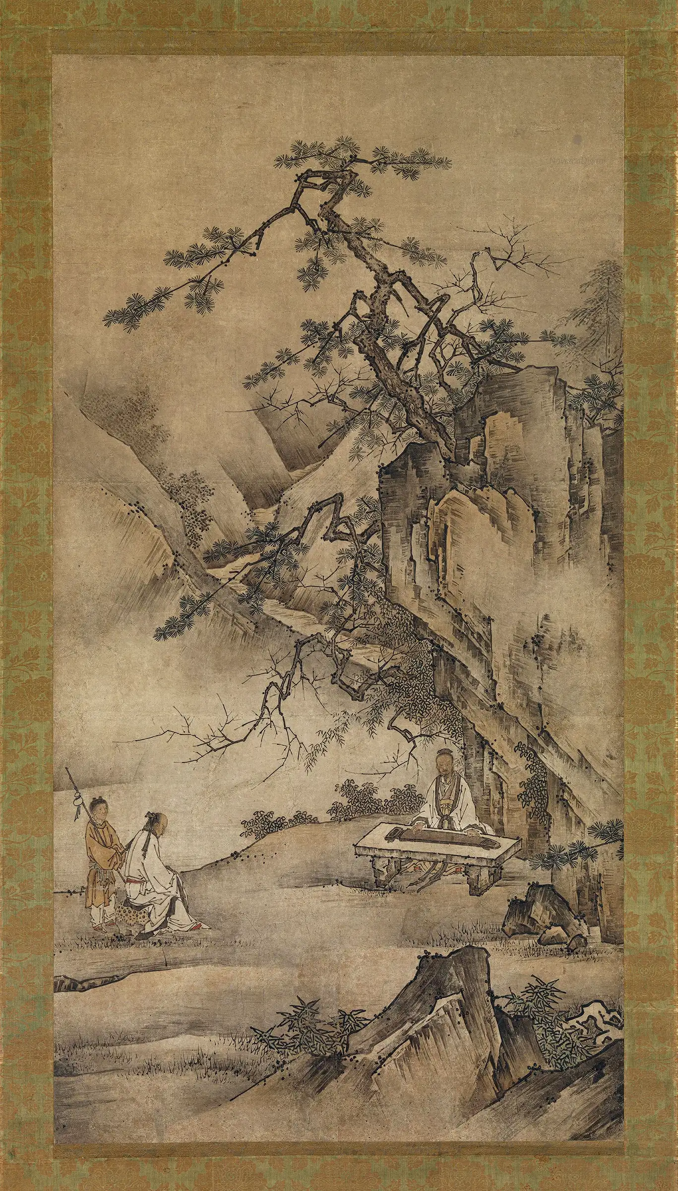 Circle of Kano Motonobu - Bo Ya Plays the Qin as Zhong Ziqi Listens (1530s)