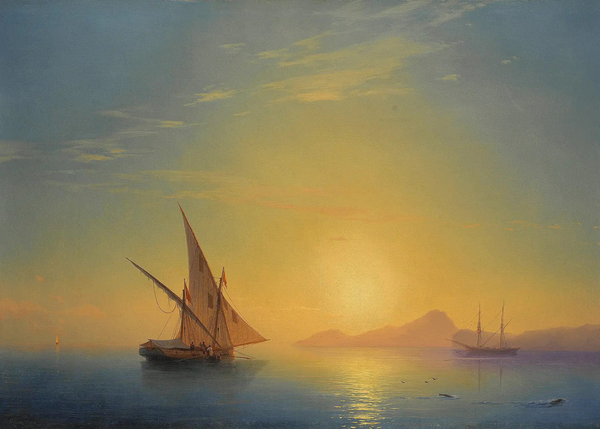 Ivan Aivazovsky - Sunset over Ischia (1857)