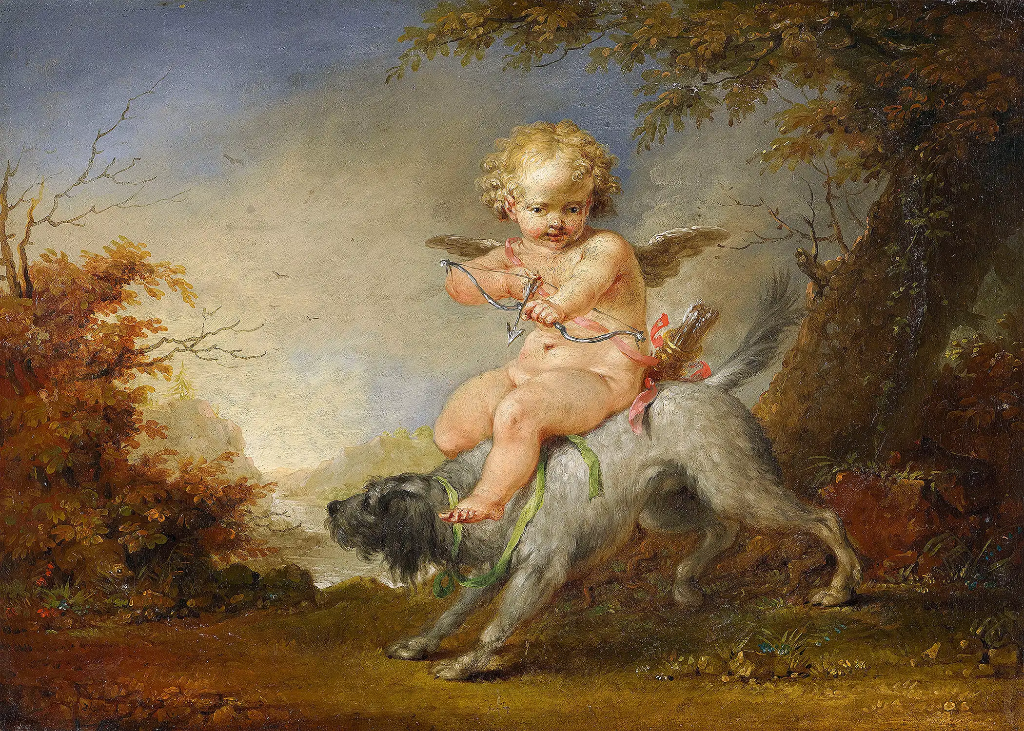 Januarius Zick - Cupid Riding a Dog (1730-1797)