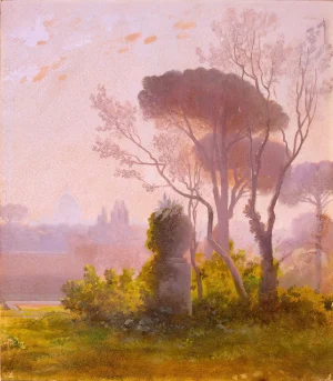 Jean-Achille Benouville - Garden of the Villa Medici, Rome (1800s)