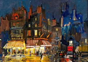 Konstantin Korovin - Paris by Night on Rue Lepic in Montmartre (1861-1939)