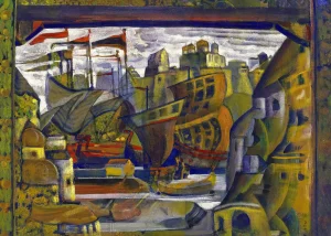 Nicholas Roerich - The Novgorod Market from Sadko (1920)