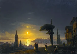 Ivan Aivazovsky - The Galata Tower by Moonlight (1845)
