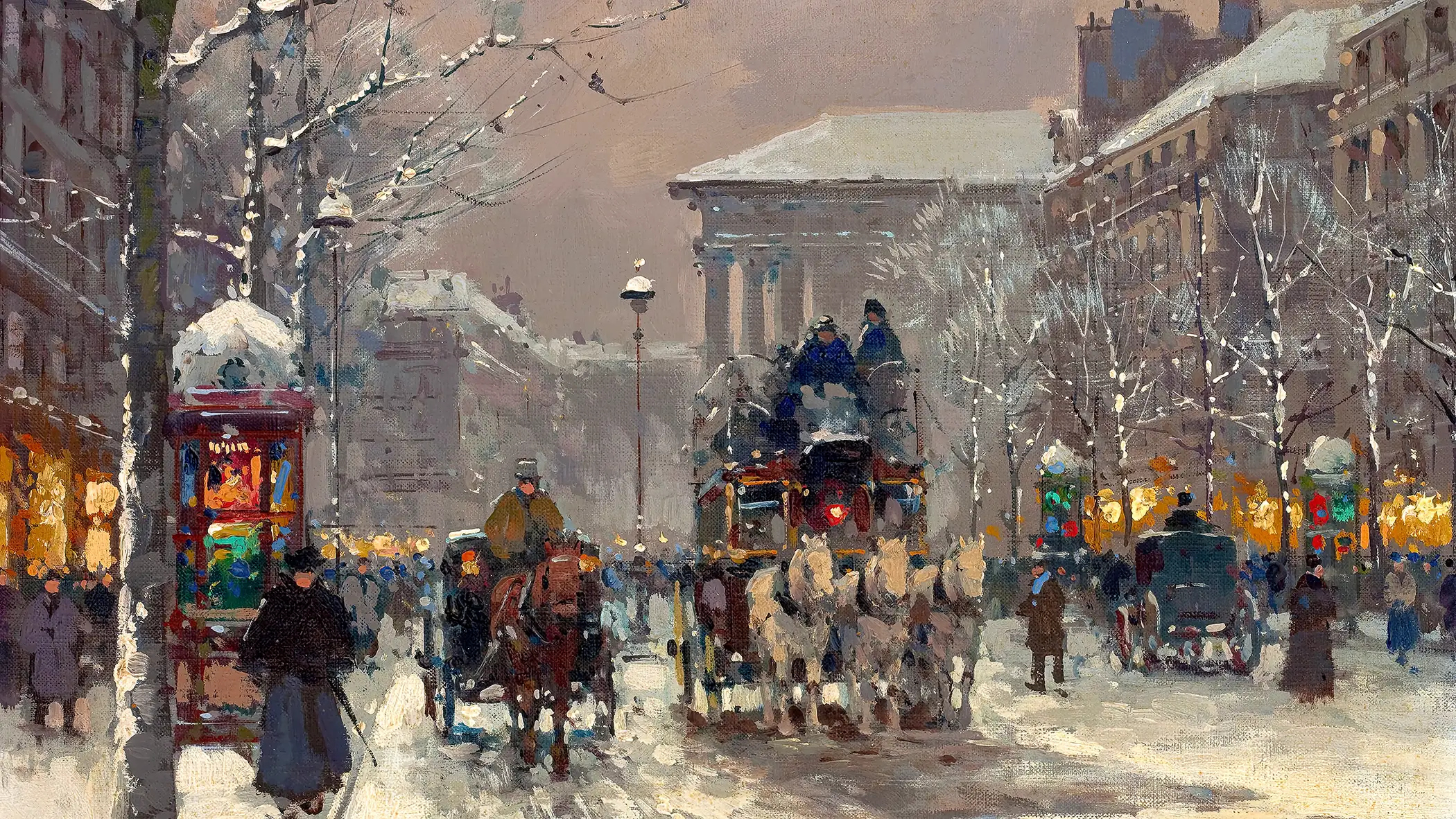 Edouard Cortes - Winter Scene in Paris (1930s)
