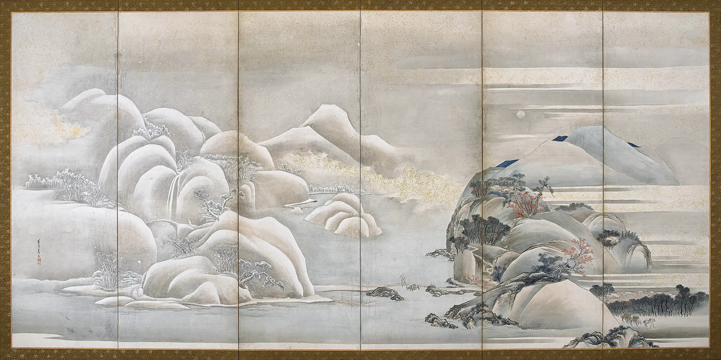 Hishikawa Sori - Landscape Two of the Four Seasons; Autumn and Winter (1800s)
