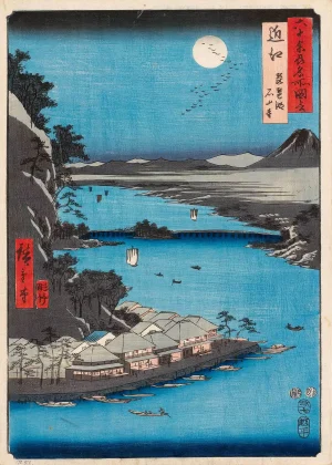Utagawa Hiroshige - Ōmi Province, Lake Biwa, Ishiyama Temple (1853)
