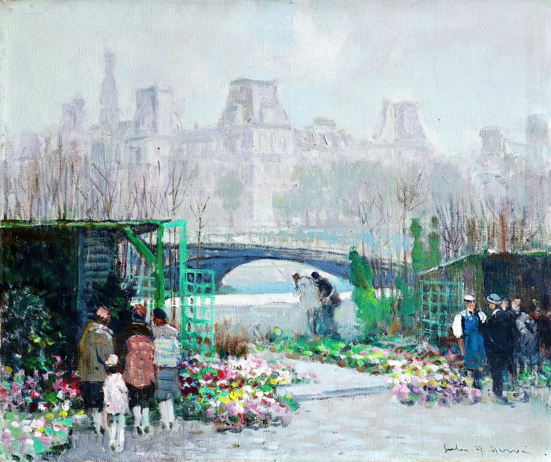 Jules-René Hervé - Marché aux Fleurs, Notre-Dame (c.1940)