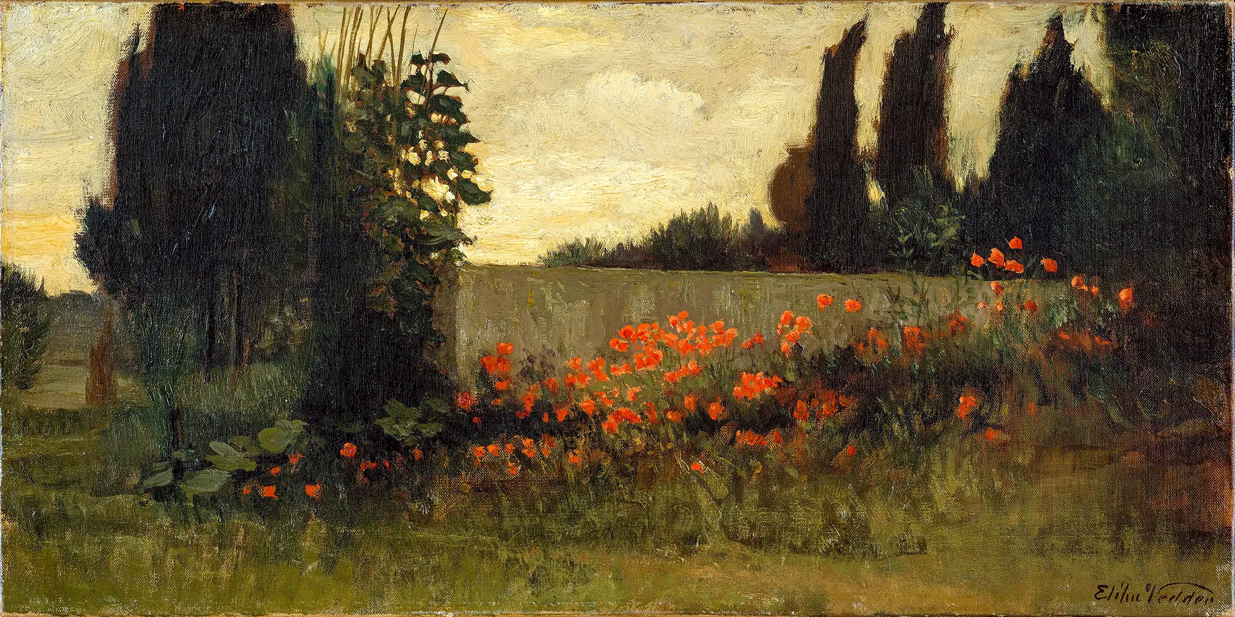 Elihu Vedder - Cypress and Poppies (c.1885)