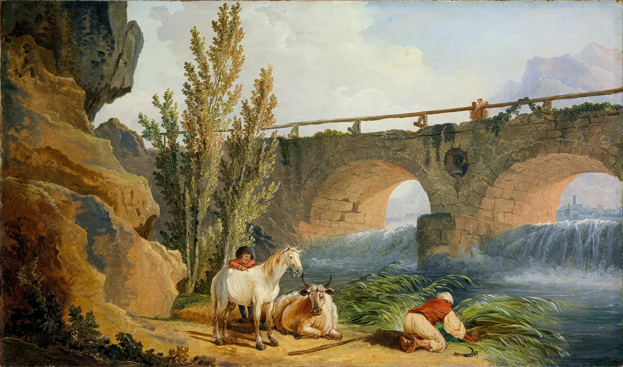 Hubert Robert - Bridge over a Cascade (1733-1808)