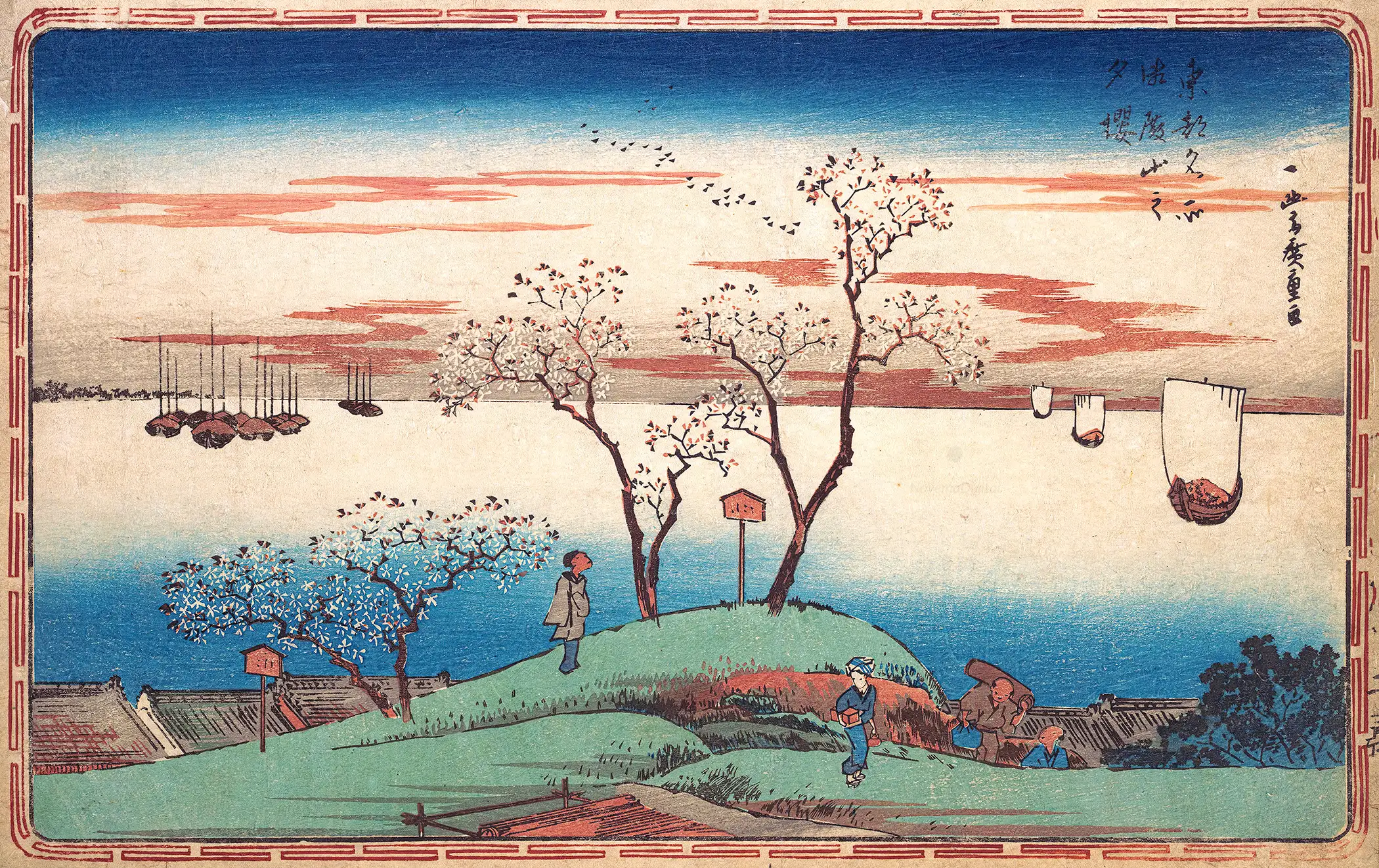Utagawa Hiroshige - Evening Cherry Blossoms at Gotenyama (1831)