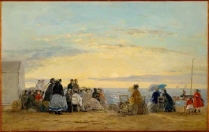 Eugène Boudin - On the Beach, Sunset (1865)