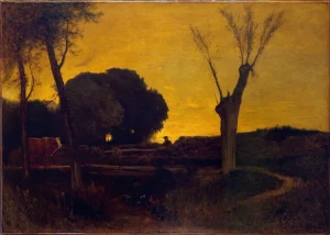 George Inness - Evening at Medfield, Massachusetts (1875)