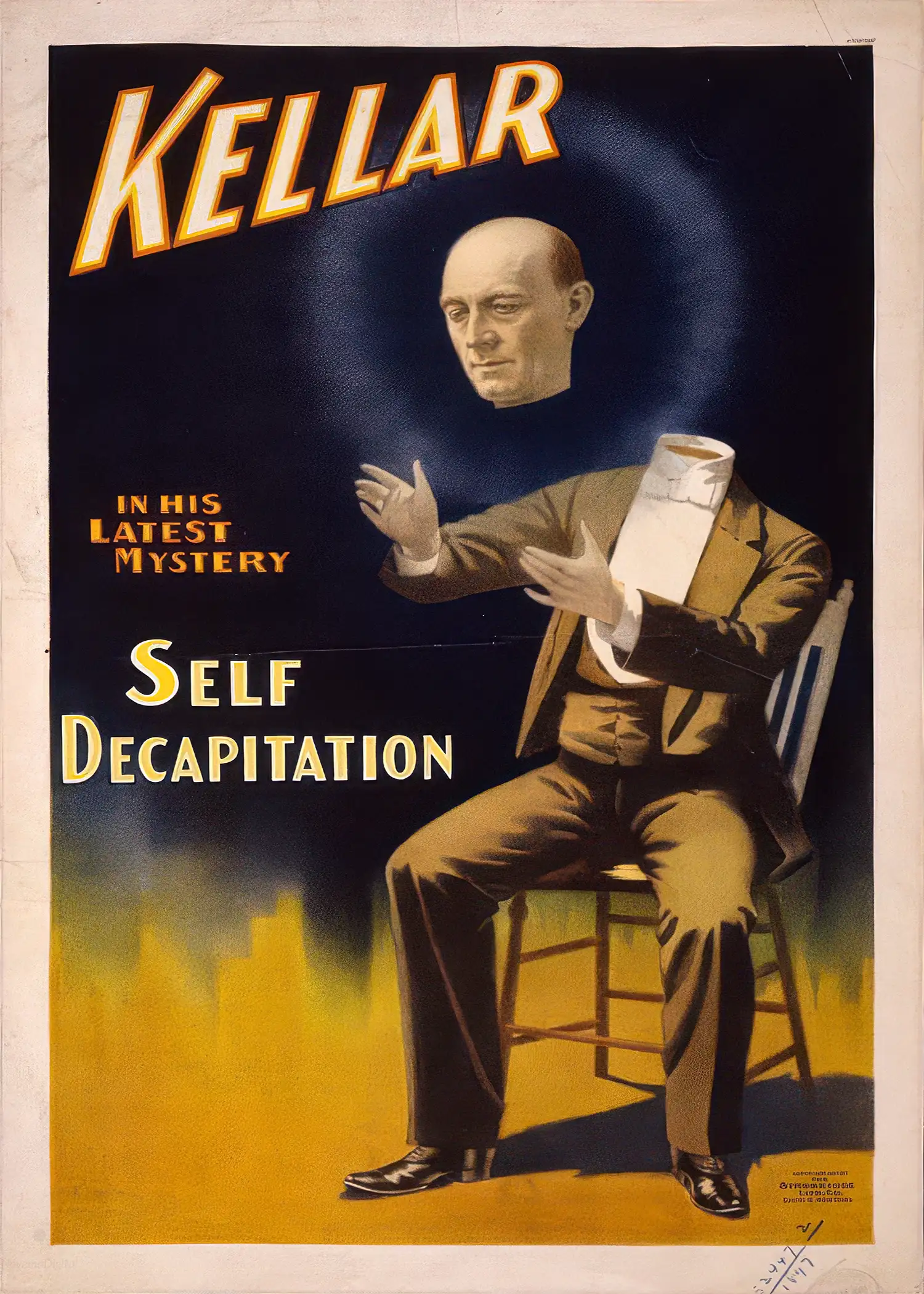 Kellar in His Latest Mystery: Self Decapitation (1897)