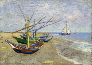 Vincent van Gogh - Fishing Boats on the Beach at Les Saintes-Maries-de-la-Mer (1888)