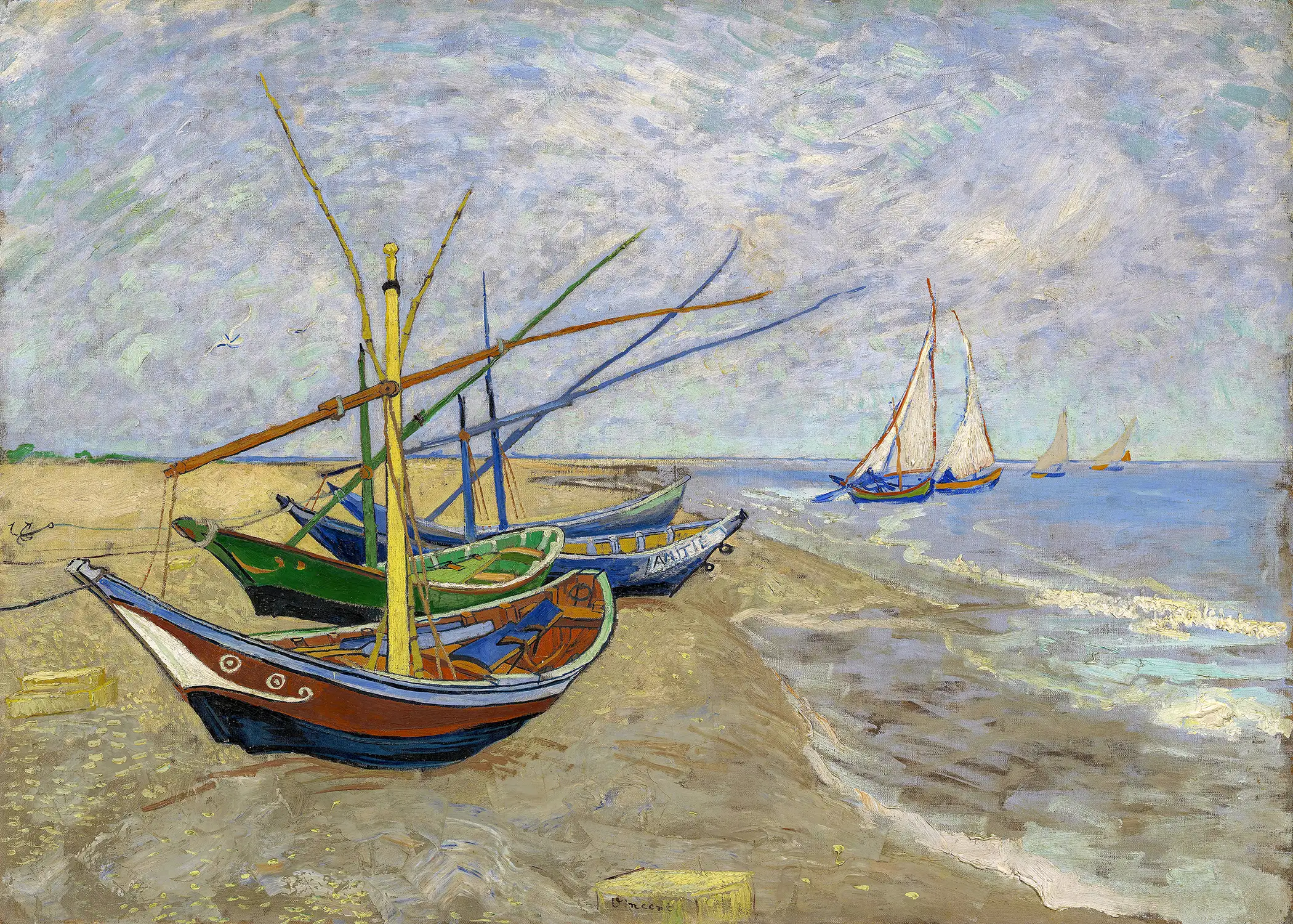 Vincent van Gogh - Fishing Boats on the Beach at Les Saintes-Maries-de-la-Mer (1888)