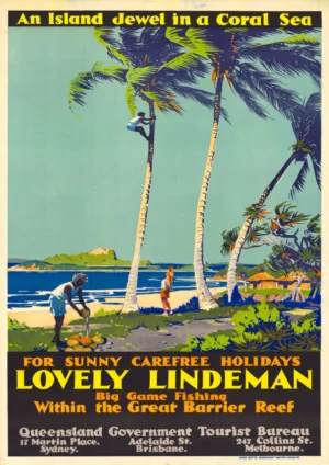 Lovely Lindeman Island Travel Poster (1930s)