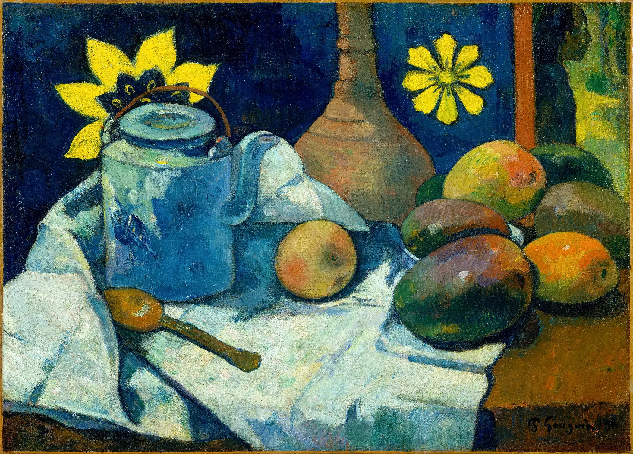 Paul Gauguin - Still Life with Teapot and Fruit (1896)