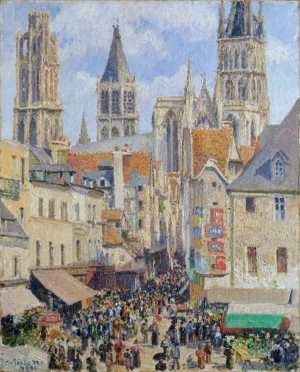 Camille Pissarro - Rue de l'Epicerie, Rouen (Effect of Sunlight) (1898)