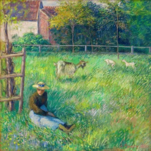Camille Pissarro Seated Peasant Woman with Goats (1885)