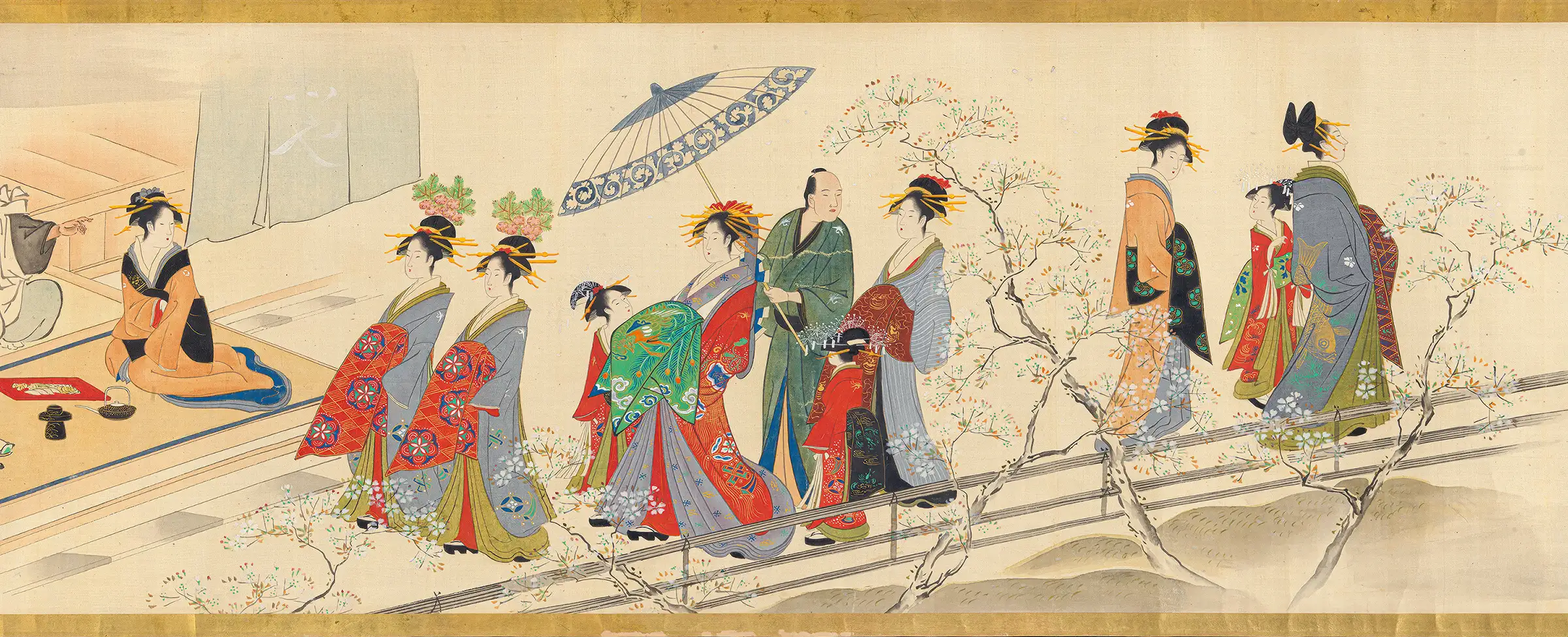 Chōbunsai Eishi Three Gods of Good Fortune Visit the Yoshiwara (1800s)