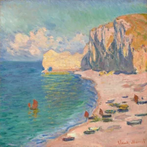 Claude Monet - Étretat, The Beach and the Falaise d'Amont (1885)